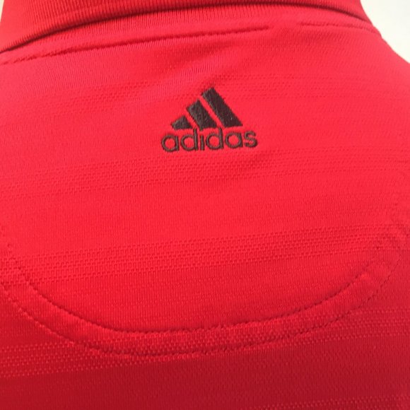 Adidas Polo Golf Shirt Mens Extra Large XL Climacool Red Texture Short Sleeve - Picture 10 of 14